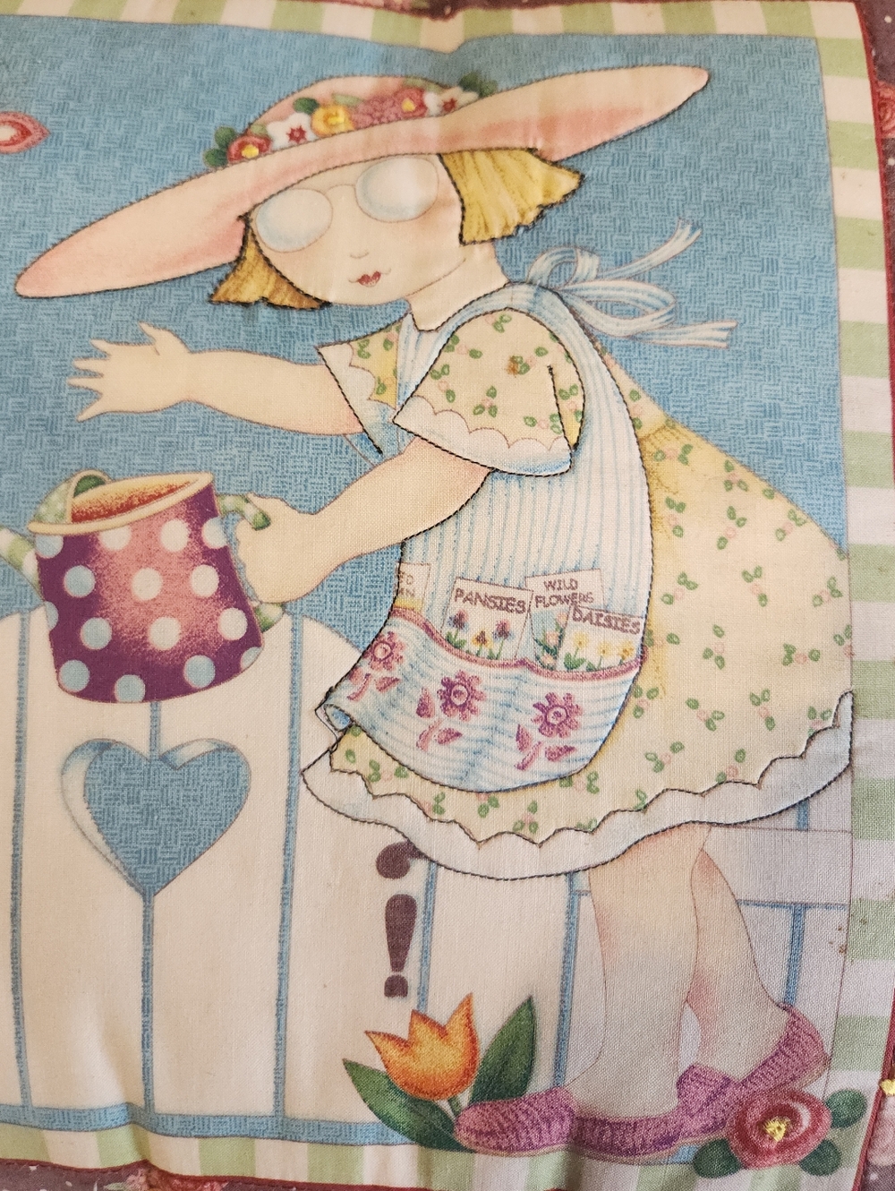Vintage 90s Handmade Throw Pillow Cottagecore Garden Whimsical Butterfly 15x15 - Picture 3 of 7